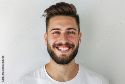 A man smiling showing the effective results of hair growth therapy