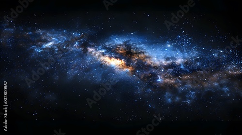 A dark blue Milky Way galaxy, with the black background.
