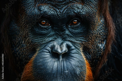 Portrait of the male of the Sumatran orangutan photo