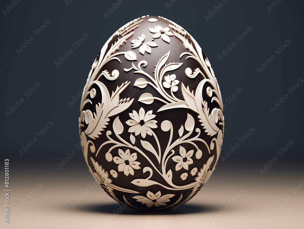 easter egg flat design side view intricate details theme 3D render Monochromatic Color Scheme easter egg flat design side view intricate details theme 3D render Monochromatic Color Scheme
