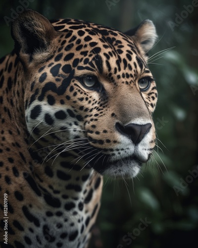 The Dominance of the Jaguar in its Natural Habitat  A High-Detail Photo Highlighting Strength and Beauty