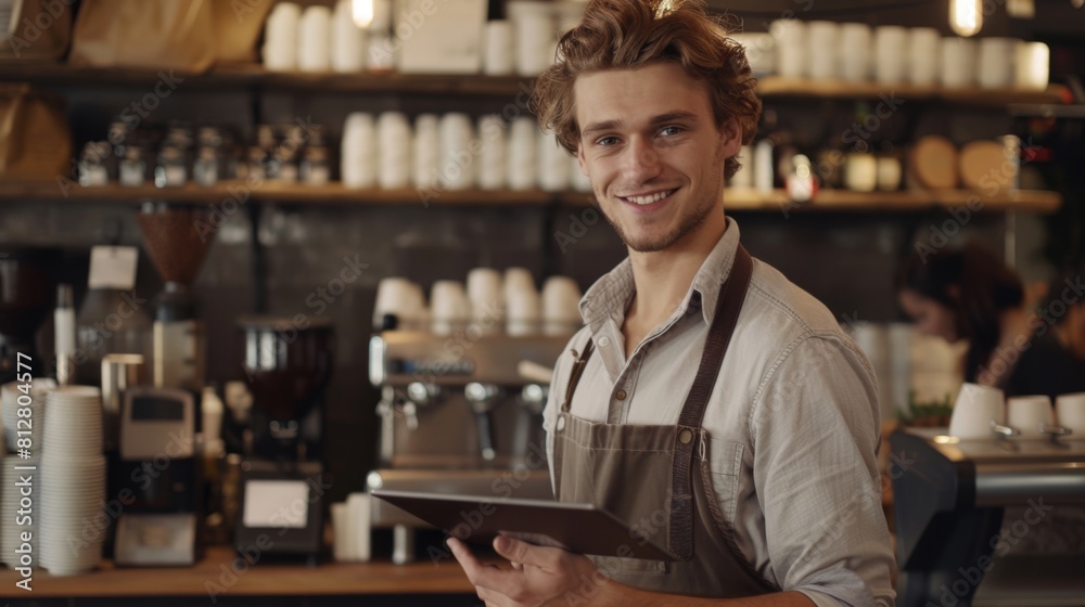 A Barista with Digital Tablet