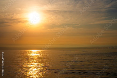Gradient Overlay Orange Sky Evening Sunset Sunrise Pastel Soft Effect Sea Ocean Coast Background Pattern Abstract Texture Design Summer Nature Spring Light Beauty Template  Yellow Color Wallpaper.