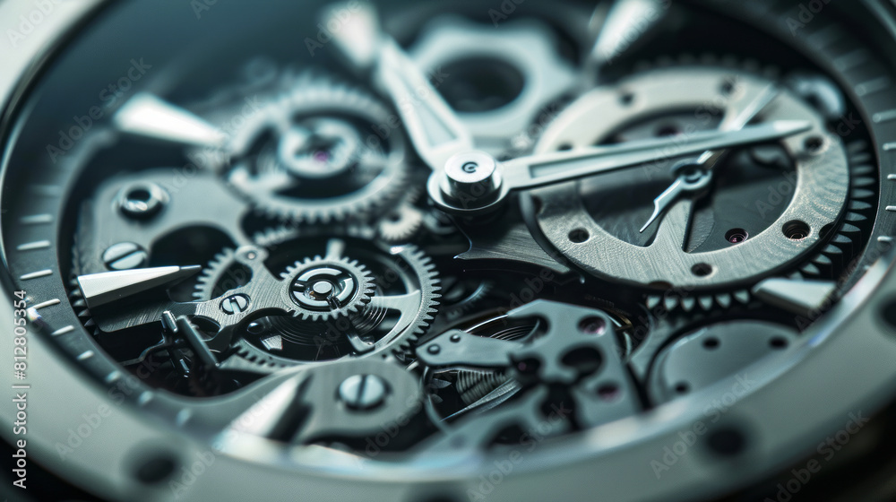 Close-up view of intricate watch mechanism revealing gears and springs Close-up view of intricate watch mechanism revealing gears and springs