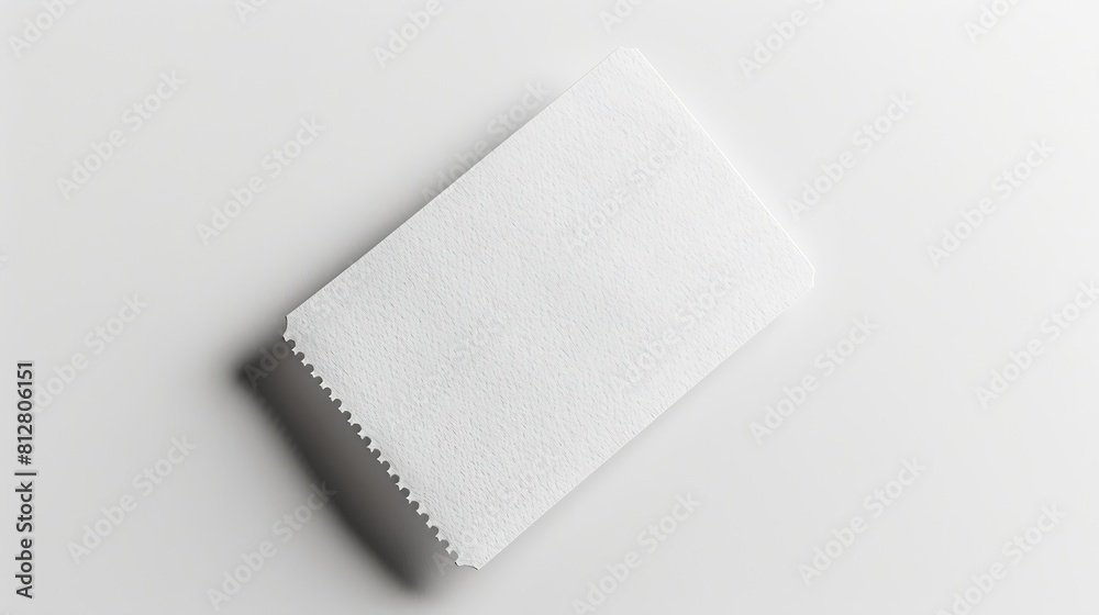 Fototapeta premium White ticket isolated with paper texture for mockups : Generative AI