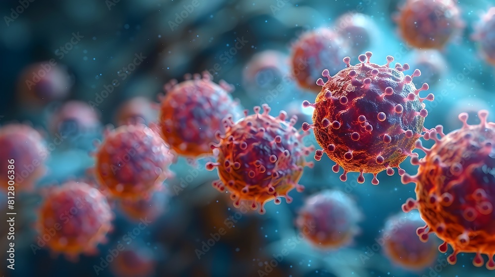 Highly Detailed Microscopic View of Intricate Viral Structures in Scientific Laboratory Setting Highly Detailed Microscopic View of Intricate Viral Structures in Scientific Laboratory Setting