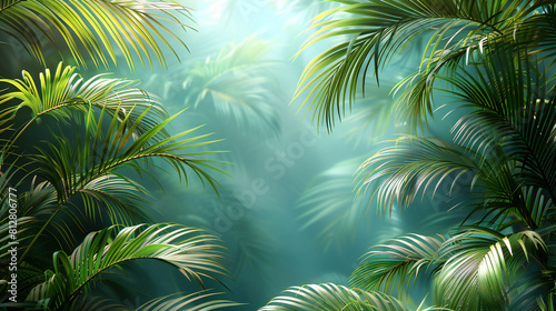 Realistic Palm Leaves and Shrubs on Transparent Background