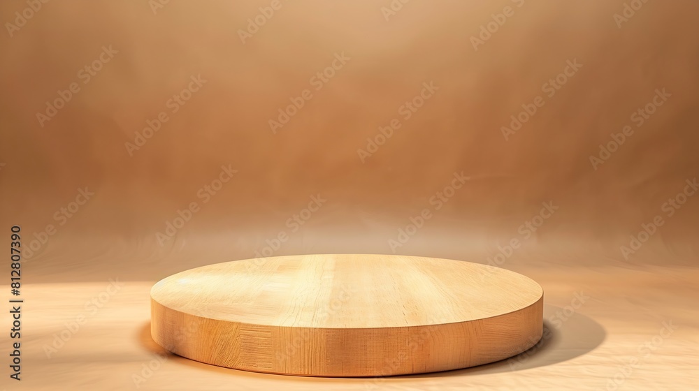 Blank wooden podium for product display on paper background : Generative AI Blank wooden podium for product display on paper background : Generative AI