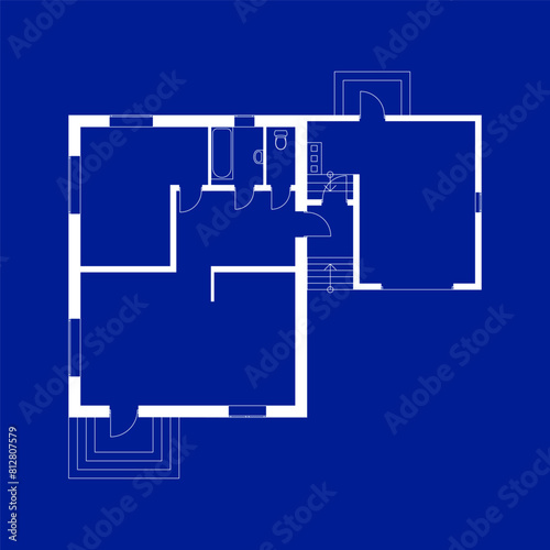 Blueprint floor plan of a modern house. Vector Illustration. Architectural  background.