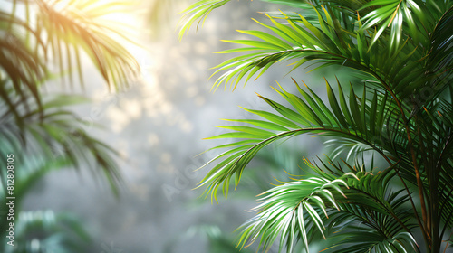 Realistic Palm Leaves and Shrubs Corner