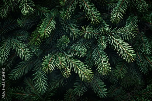 Digital image of fir floor spruce fronds on a dark background  high quality  high resolution