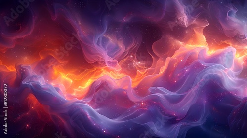 Luminous and Flowing Abstract Composition with Vibrant Bioluminescent Hues and Organic Shapes