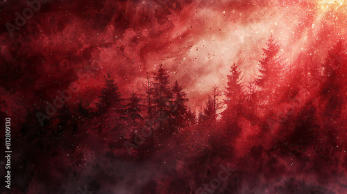 Vintage Red Christmas Background with Horror Theme