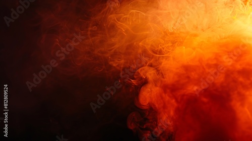 Orange and red steam on a black background Copy space : Generative AI