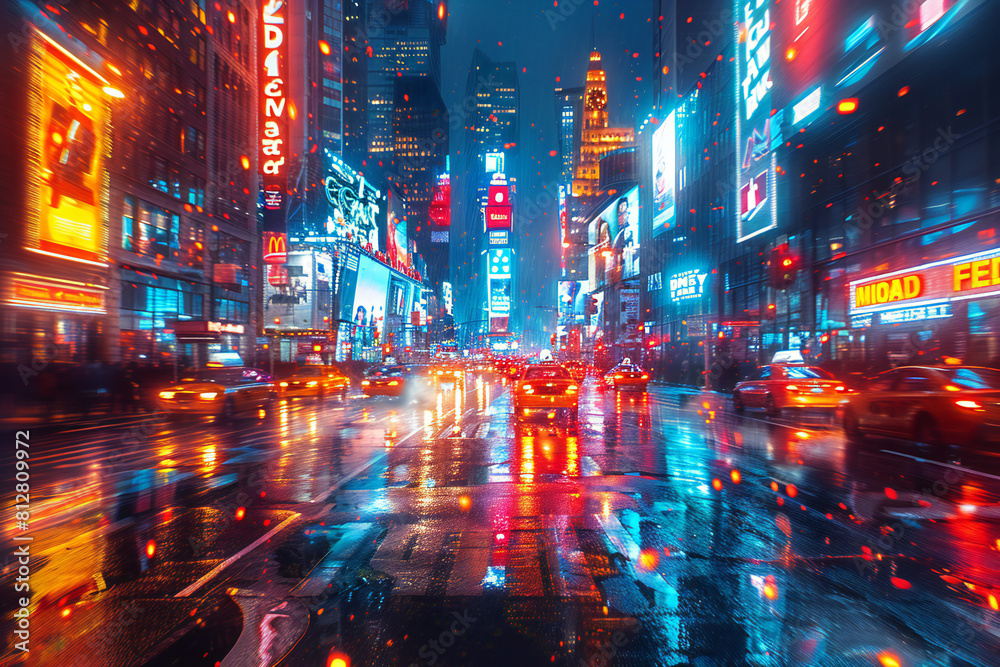 Blurred City Lights at Night