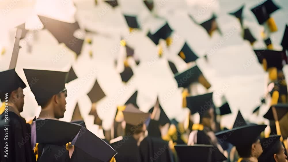 Graduates Tossing Caps in the Air at Ceremony Generative AI Graduates Tossing Caps in the Air at Ceremony Generative AI