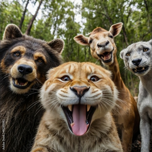 animals all smiling in front of the camera