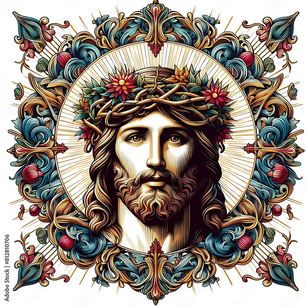 A drawing of a jesus christ with a crown of thorns image photo attractive harmony illustrator.
