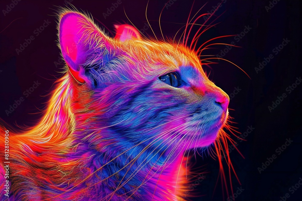 Digital artwork of cat painting , high quality, high resolution