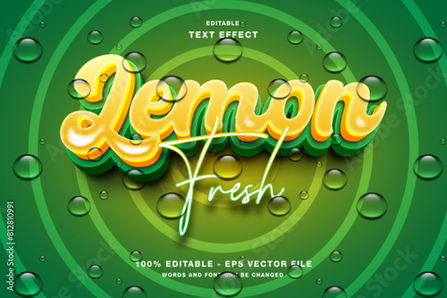 Lemon Fresh 3d text style effect template editable