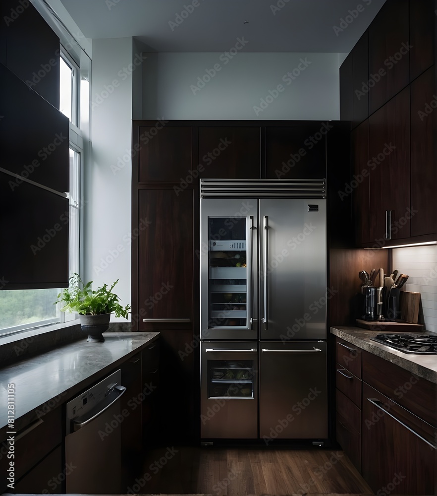 kitchen interior with refrigerator, modern design kitchen, luxurious kitchen kitchen interior with refrigerator, modern design kitchen, luxurious kitchen