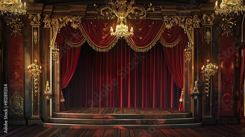 Theater stage showcasing a golden aura and ornate candle lights