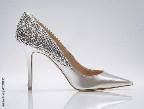 Fashionable Silver Stiletto Heels with Glittering Accents