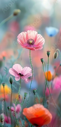 Vibrant Field of Poppies with a Soft Focus Blur