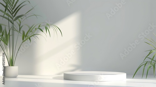 Background Grey White Studio Shadow Gray Abstract Podium Blur Product Beauty Space Empty 3d Light Surface Desk Interior Place Kitchen Table Room Pattern Texture Design Wall Template Mo : Generative AI