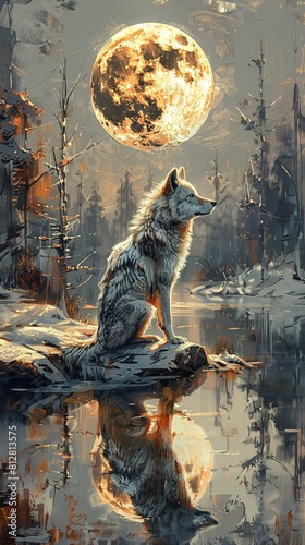 Wolf s Solitude  A Serene Night Scene in a Forest