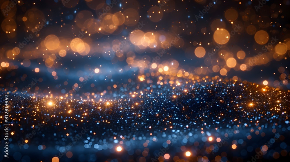 Fototapeta premium Glittering Celestial Background with Shimmering Gold and Blue Particles