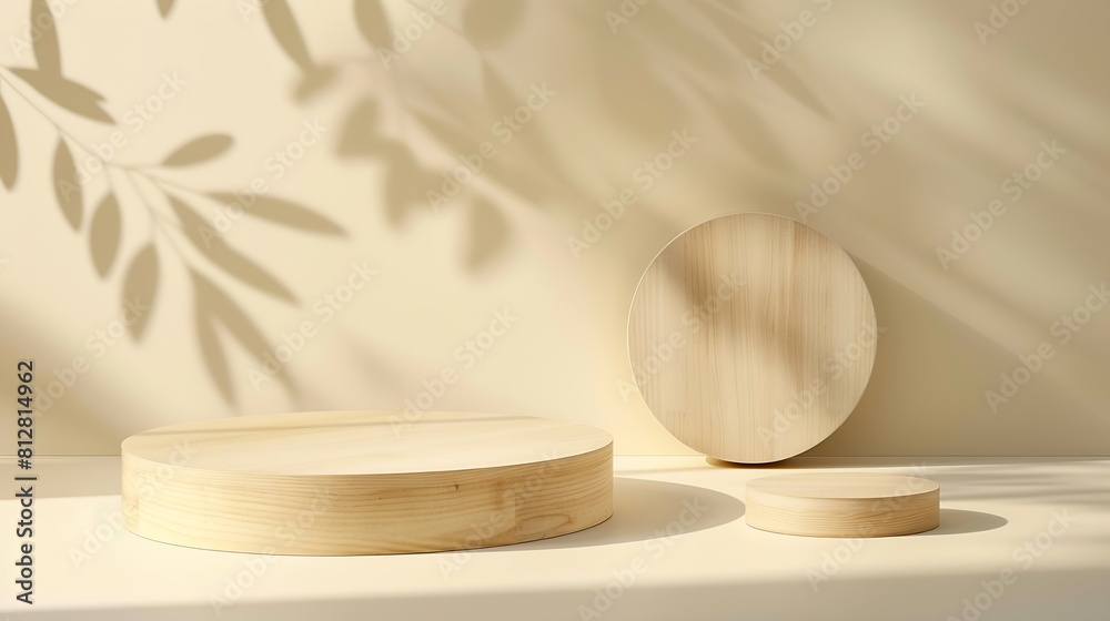 Round wooden saw cut cylinder shape on beige background abstract background Minimal box and geometric podium Scene with geometrical forms Empty showcase for eco cosmetic product presen : Generative AI Round wooden saw cut cylinder shape on beige background abstract background Minimal box and geometric podium Scene with geometrical forms Empty showcase for eco cosmetic product presen : Generative AI