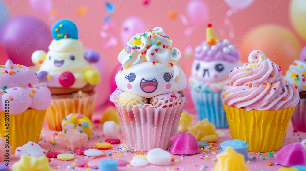 Sweet Celebration: Cupcakes, Balloons, and Confetti Sweet Celebration: Cupcakes, Balloons, and Confetti