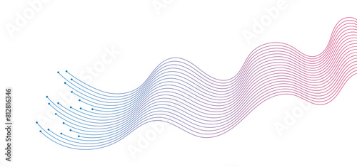 Abstract wavy lines background element. Suitable for AI, tech, network, science, digital technologies themes