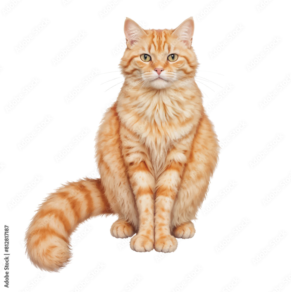 realistic cute sitting cat with fluffy fur and fluffy tail vector illustration isolated on white background realistic cute sitting cat with fluffy fur and fluffy tail vector illustration isolated on white background
