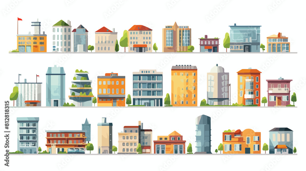 City elements - isolated cartoon set of buildings t
