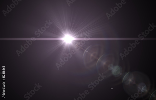Lens flare, glow light effect on black. rays light effects, overlays or flare for design. screen blending mode. Set of abstract sun burst, flare, glare over black background. © Celt Studio