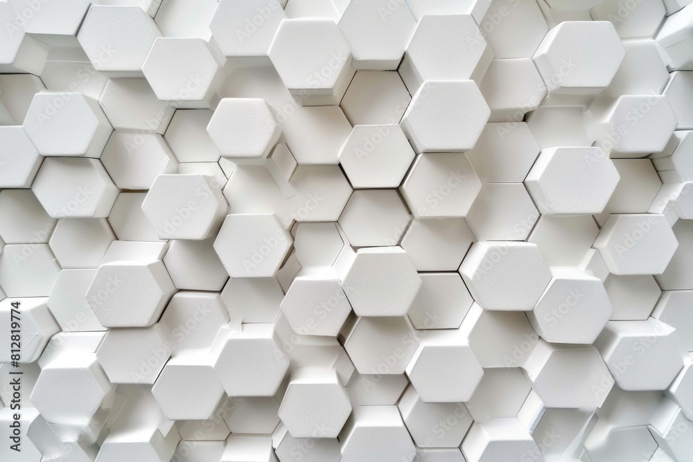 Hexagonal grid pattern on a pristine white background. Abstract geometry concept. Hexagonal grid pattern on a pristine white background. Abstract geometry concept.