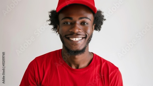 Young Man in Red Sporting Cap photo