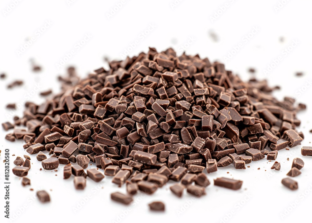 High-Quality Chocolate Shavings - Texture close-up, Ready for Use in Food or Advertisements High-Quality Chocolate Shavings - Texture close-up, Ready for Use in Food or Advertisements