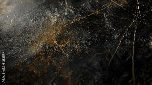 Aged grunge background Paper scratched texture Rusty wrinkles dust on black surface : Generative AI
