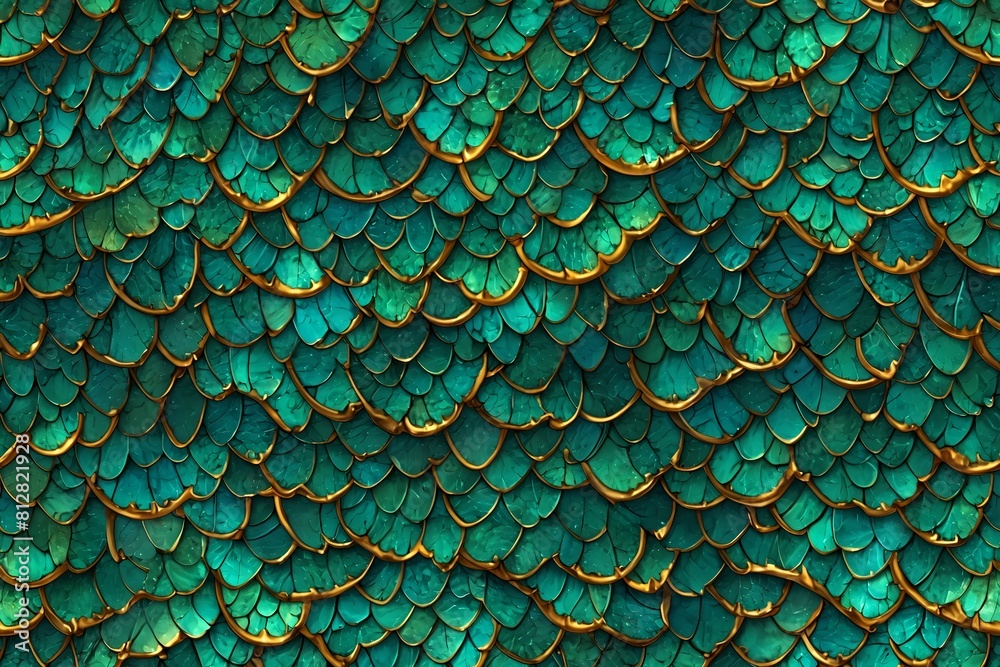 Fototapeta premium A green leafy pattern with gold accents