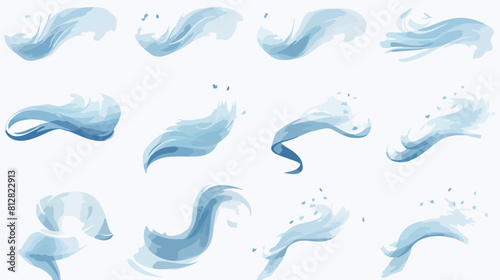 Cold wind blow icons set in fancy curved shapes rea photo