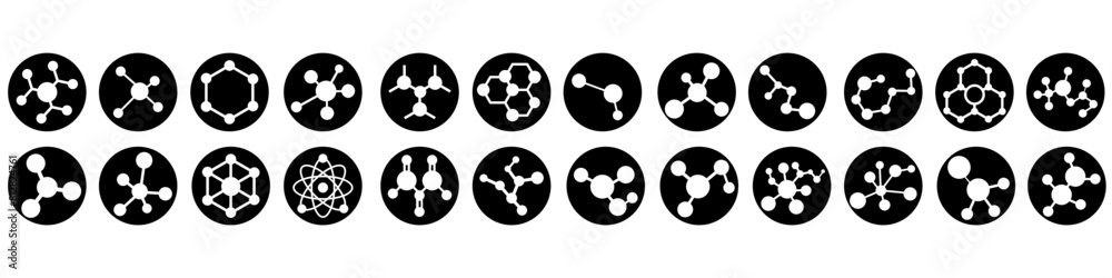Molecule Icon vector set isolated on white background. chemistry illustration sign collection. scientific symbol. Molecule Icon vector set isolated on white background. chemistry illustration sign collection. scientific symbol.