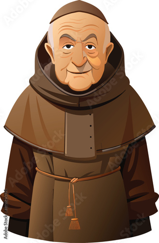 Elderly person dressed as a friar-