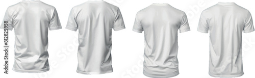 White t-shirt mockup, male t shirt with short sleeves vector template front back view