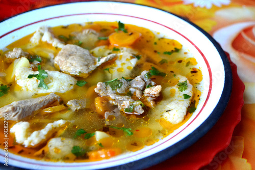 Hot vegetable and meat soup