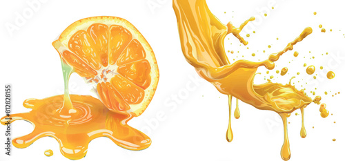 Orange juice, honey, yellow paint or oil spills and drops