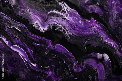Elegant purple brush stroke delicately painted on a captivating black background, capturing the essence of artistic flair. Expressive art concept.
