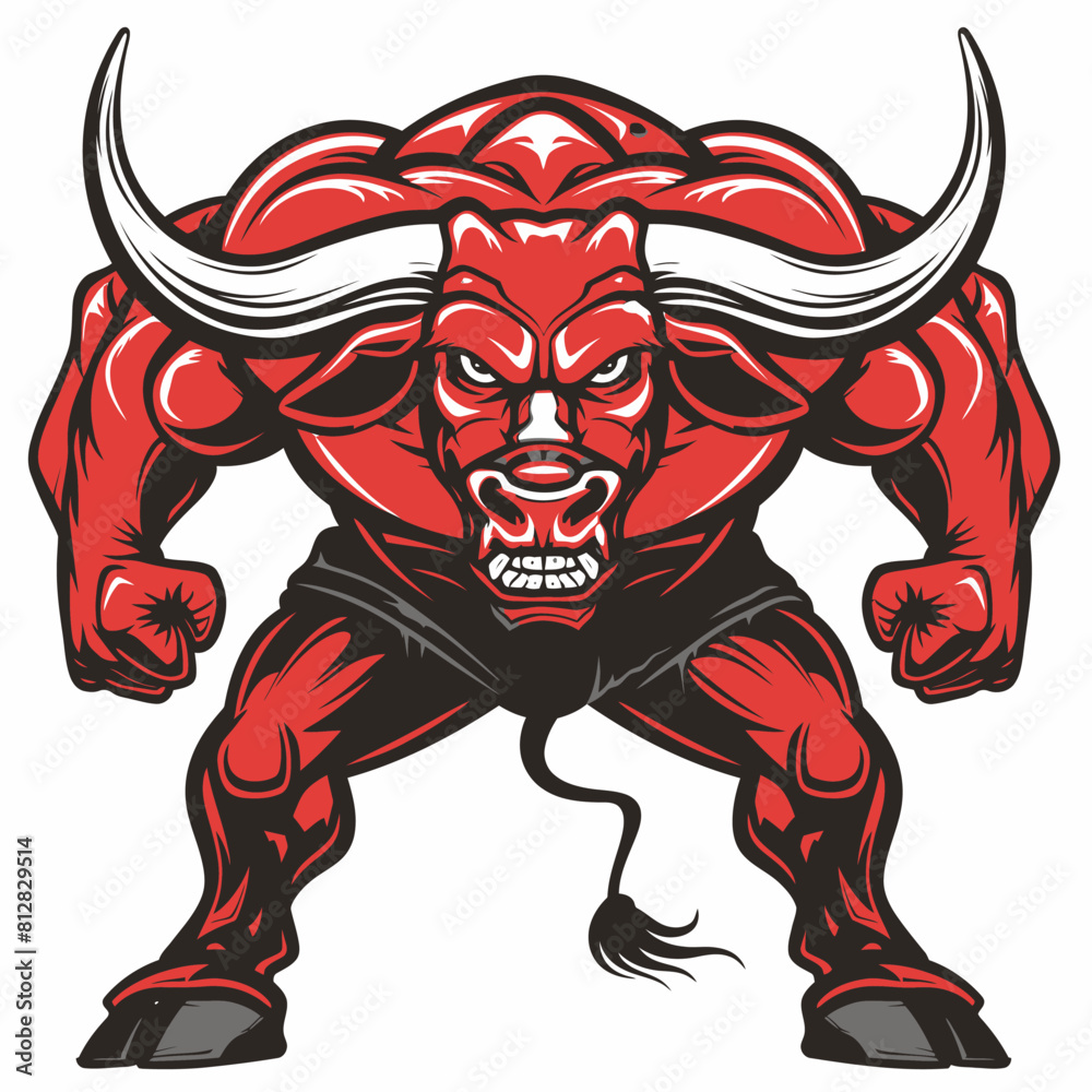 Fototapeta premium Graphics of angry Bull in sports graphic logo